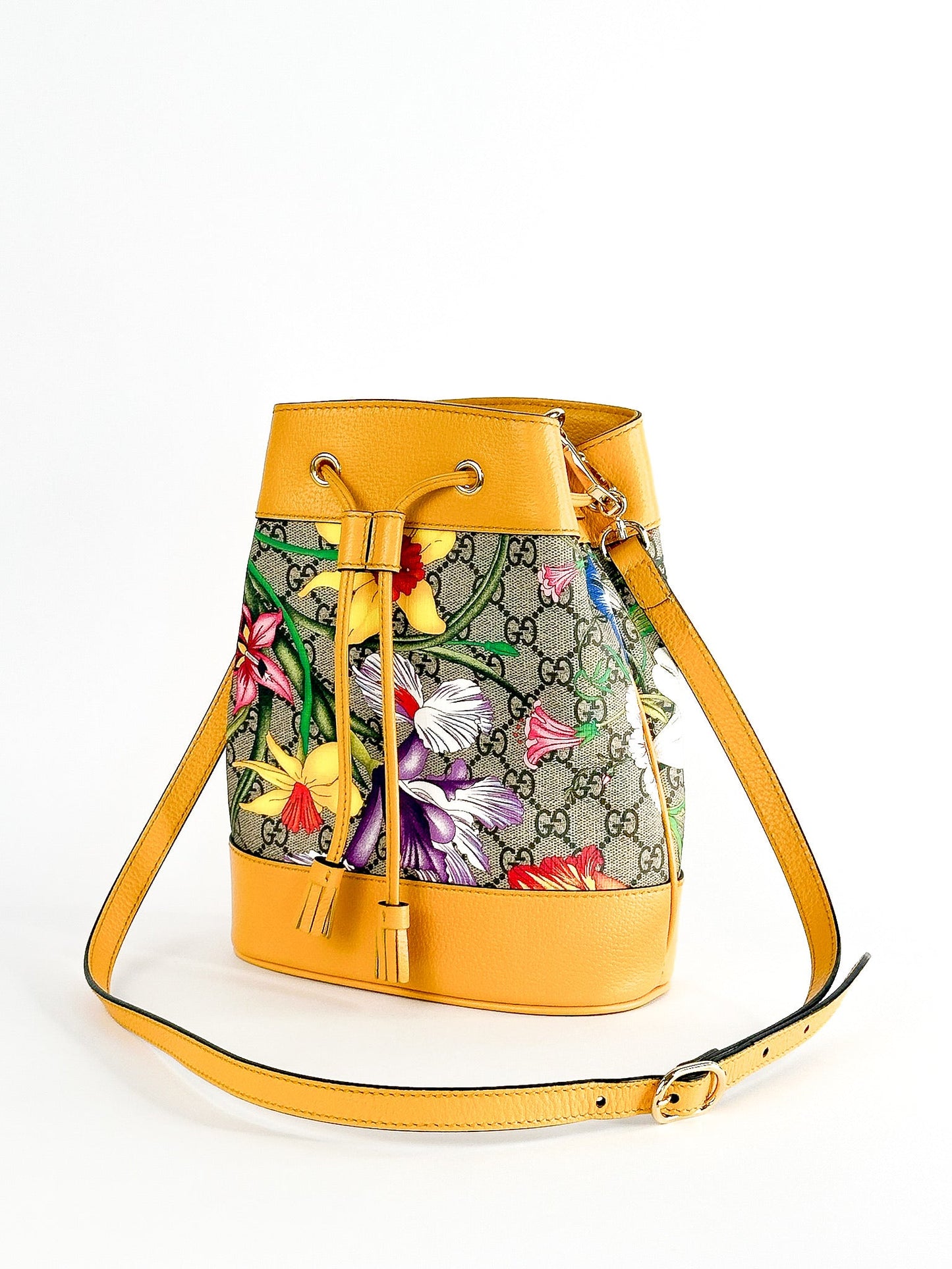 Gucci GG Supreme Flora Small Ophidia Bucket Bag