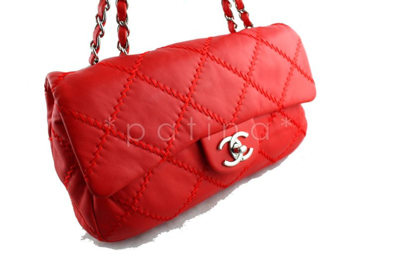 Chanel 10in. Vermillion Red 10in. Soft Ultimate Stitch Classic Flap Bag
