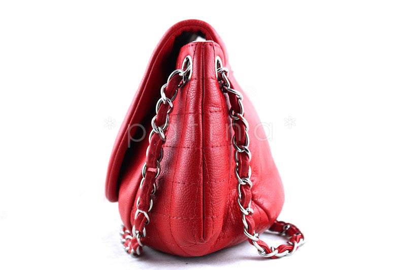 Chanel Red Caviar Half Moon Jumbo XL Timeless Flap Bag
