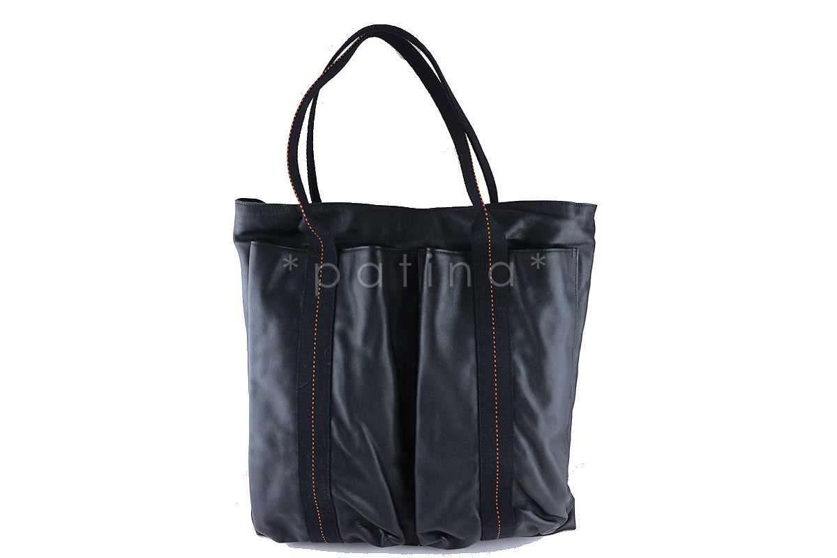 Hermes Black Caravan GM Soft Leather Tote Travel Bag