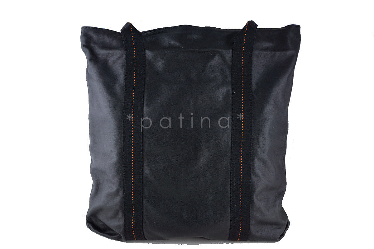 Hermes Black Caravan GM Soft Leather Tote Travel Bag