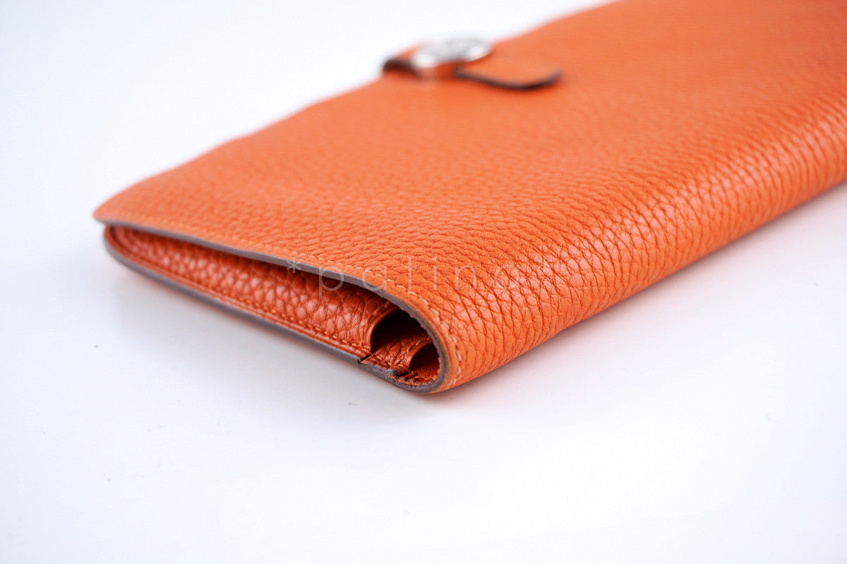 Hermes Large Orange Togo Dogon GM Wallet w/ Coin Purse Bag 9PD