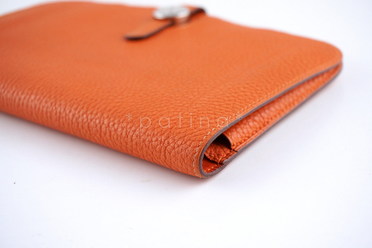 Hermes Large Orange Togo Dogon GM Wallet w/ Coin Purse Bag 9PD