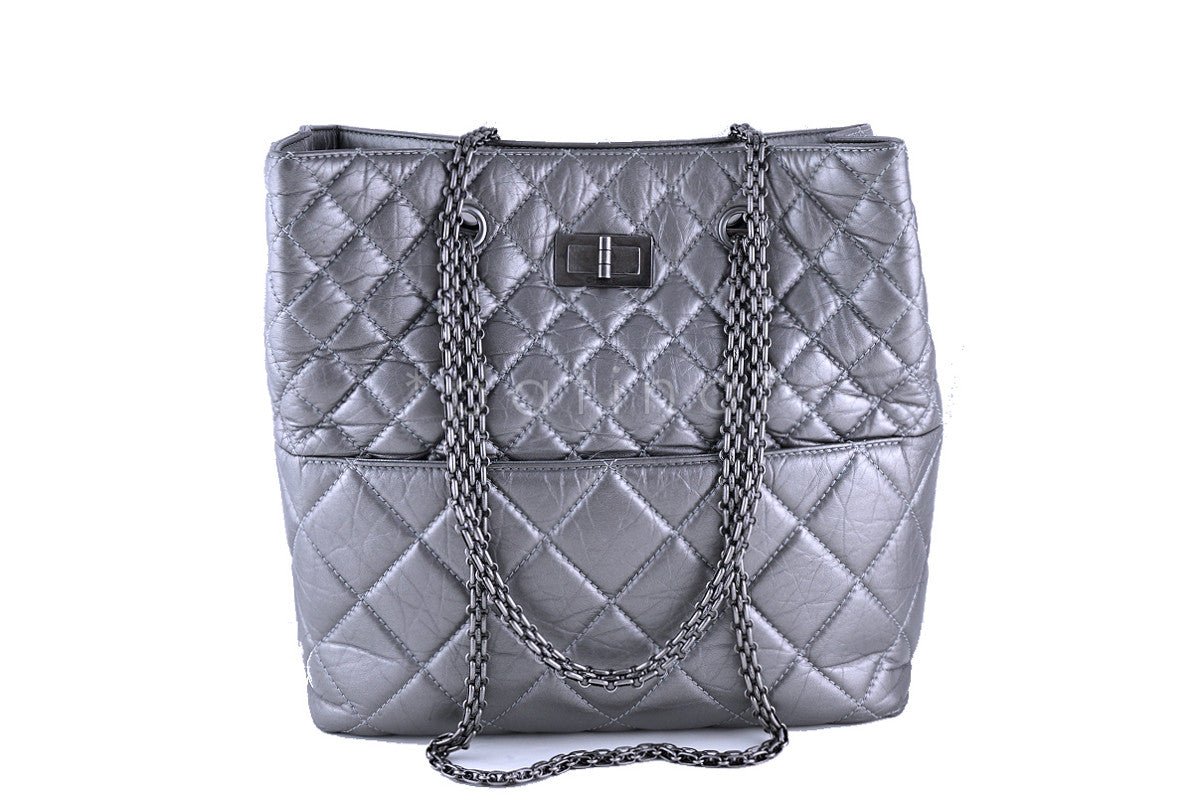 Chanel Silver Gray Tall Quilted Large Classic Reissue Tote Bag