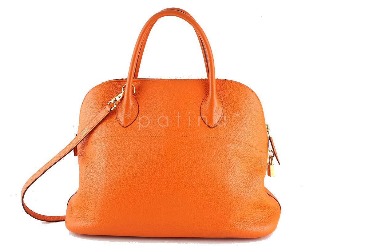 Hermes Orange 35/37cm Bolide Shoulder Tote Bag