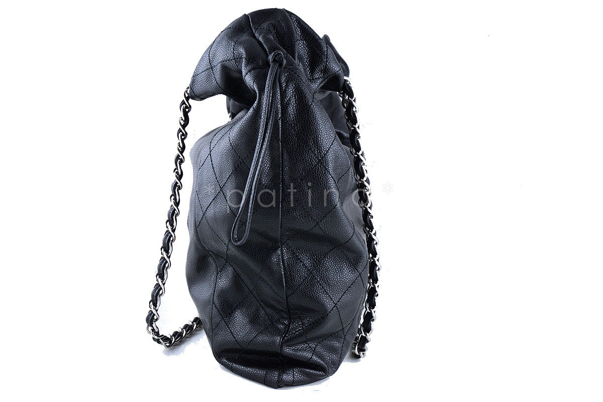 Chanel Black Soft Caviar Large Logo Tote Bag