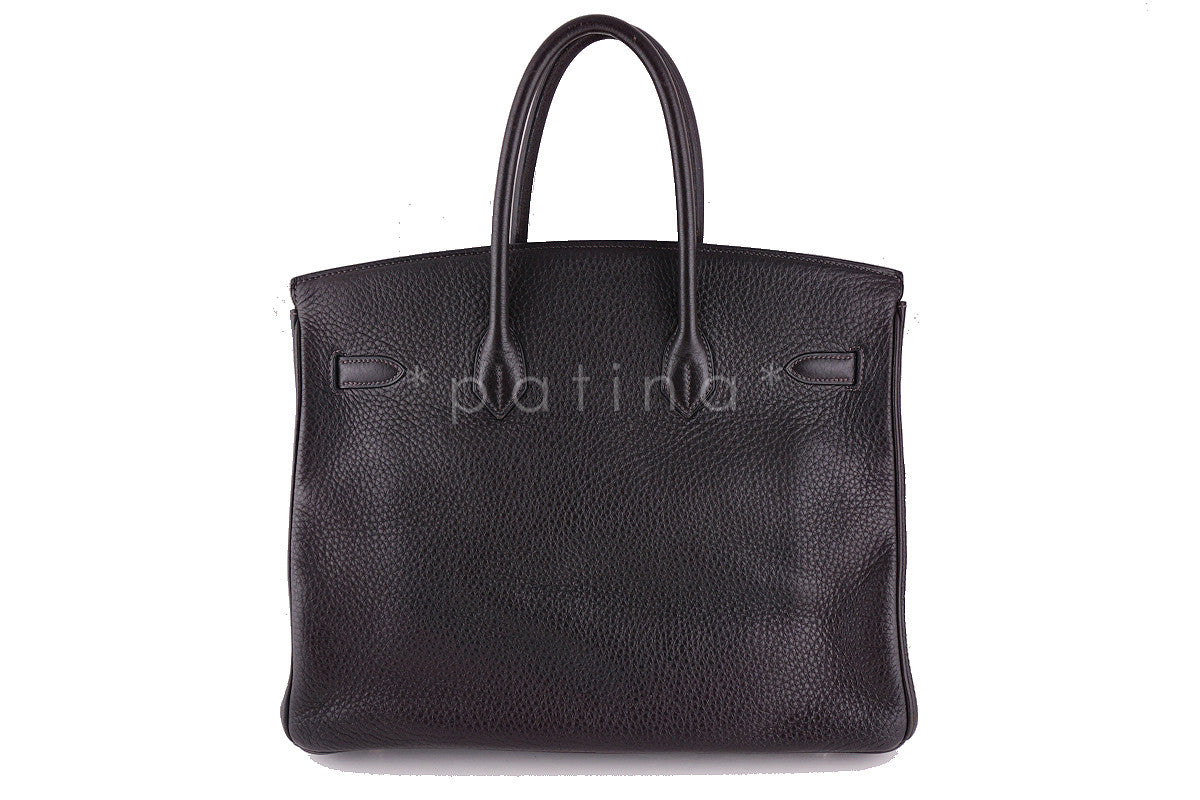 Hermes Clemence Ebene Dark Brown 35cm Birkin Tote Bag
