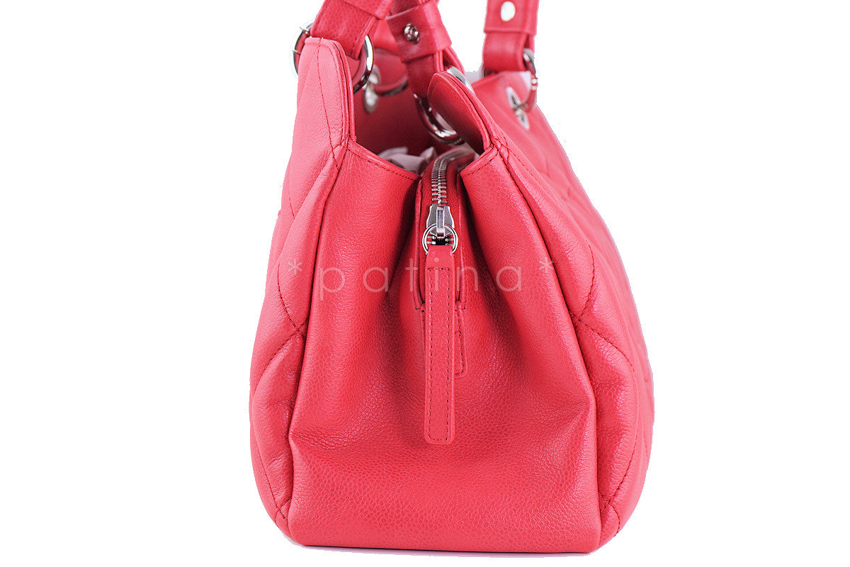 Chanel Fuchsia Pink Caviar Quilted Timeless Grand Shopping Tote GST Bag