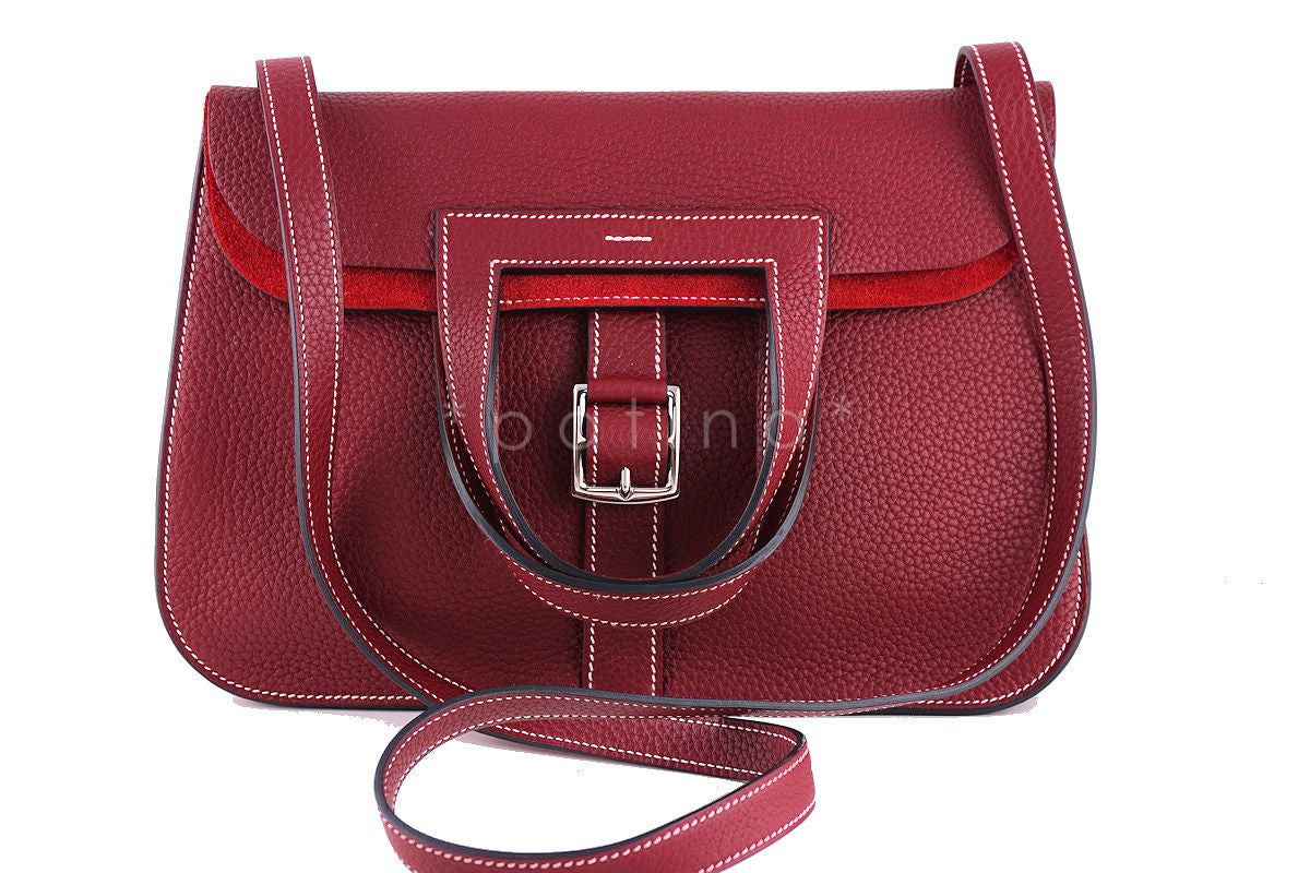 Hermes Rouge H Halzan 4-way Buckled Shoulder Bag