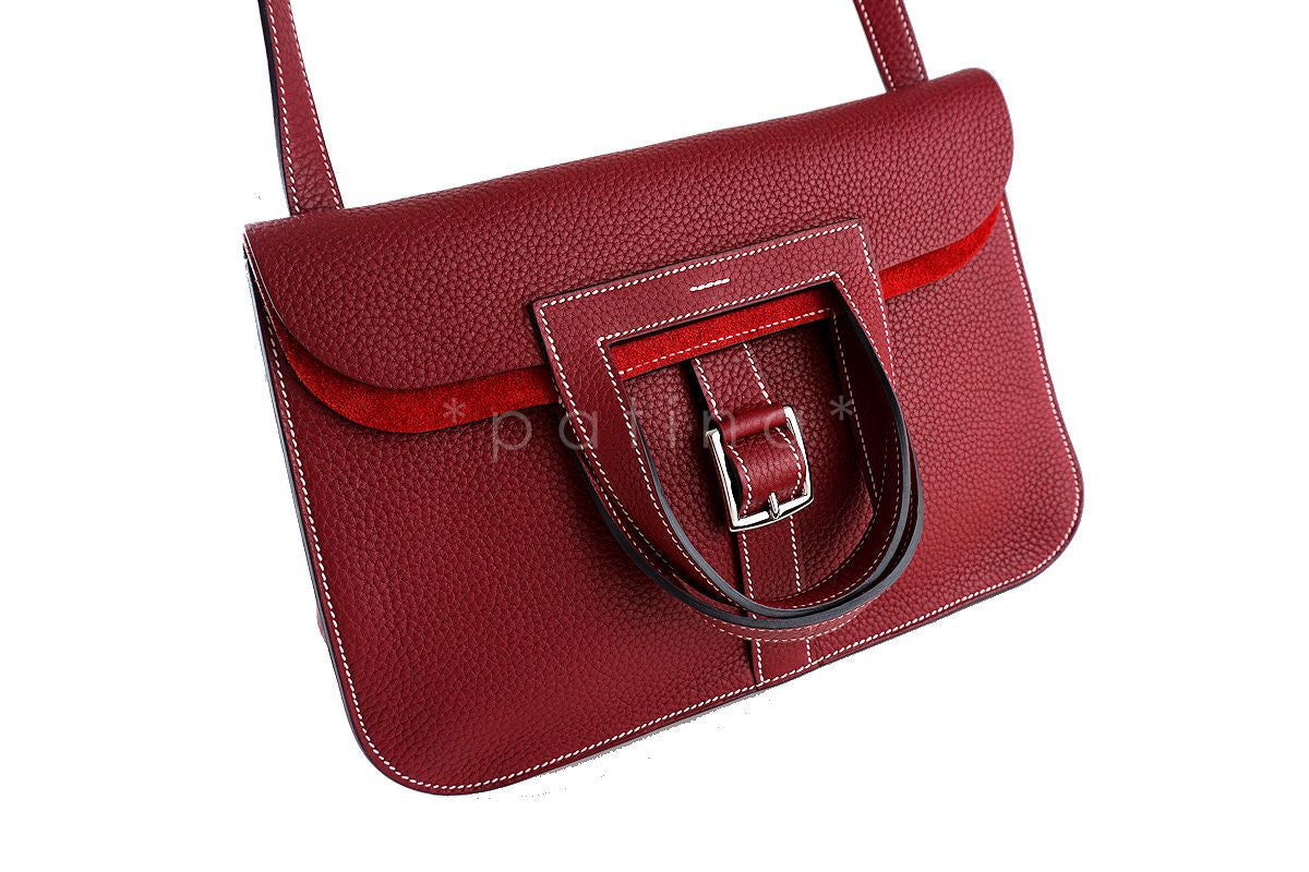 Hermes Rouge H Halzan 4-way Buckled Shoulder Bag