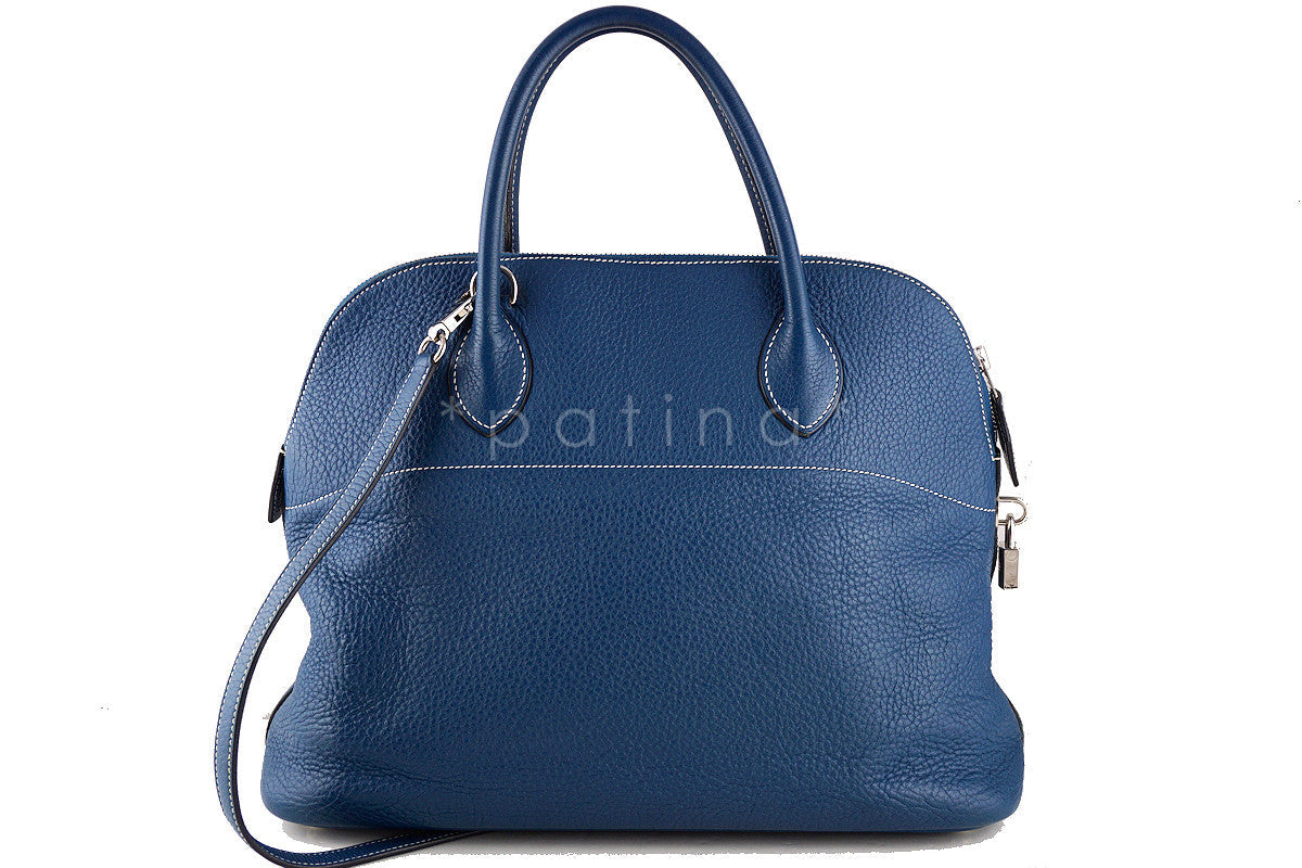 Hermes Blue Thalassa Clemence 35/37cm Mou Bolide Shoulder Tote Bag