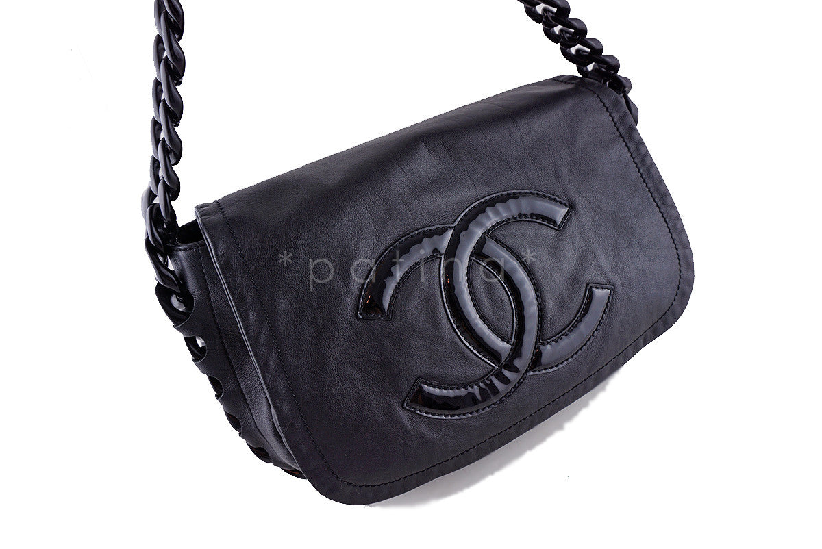 Chanel Black Luxury Modern Chain Resin Jumbo Flap Bag