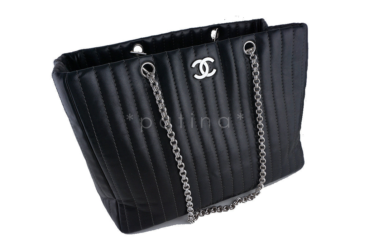 Chanel Luxe Black Lambskin Large Mademoiselle Bijoux Chain Tote Bag
