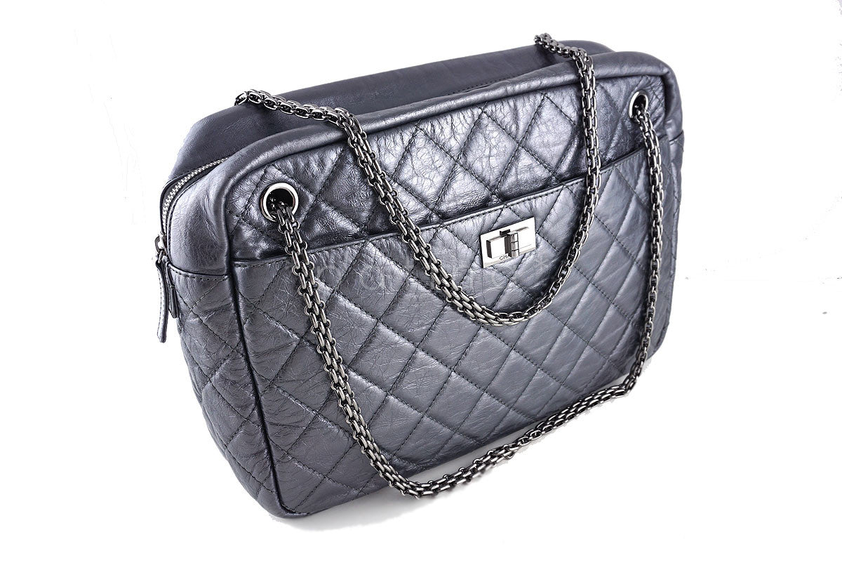 Chanel Jumbo Dark Silver Classic 2.55 Reissue Camera Case Bag