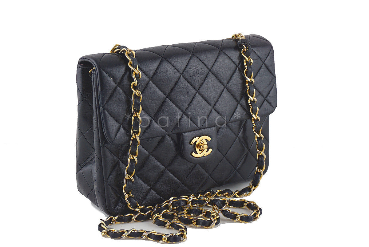 Chanel Vintage Black Lambskin Small Classic Quilted Flap Bag