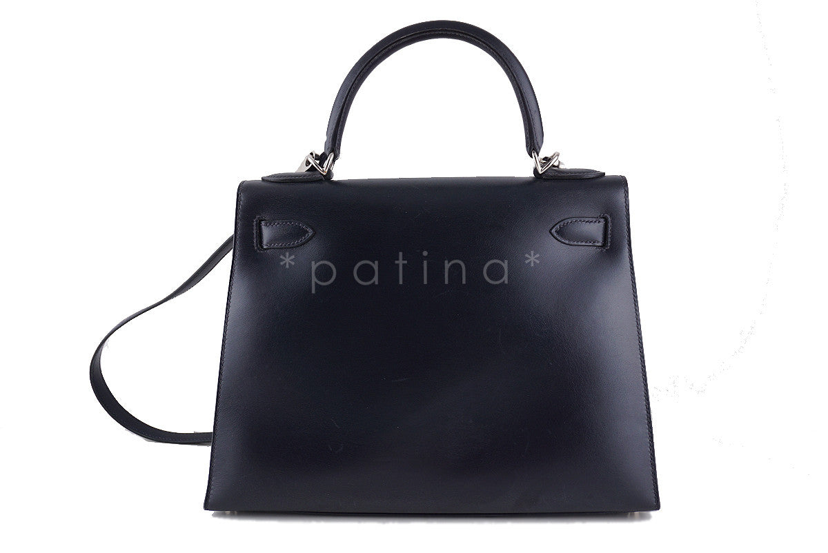 Hermes Indigo (Dark Navy) 28cm Box calf Kelly Sellier Bag