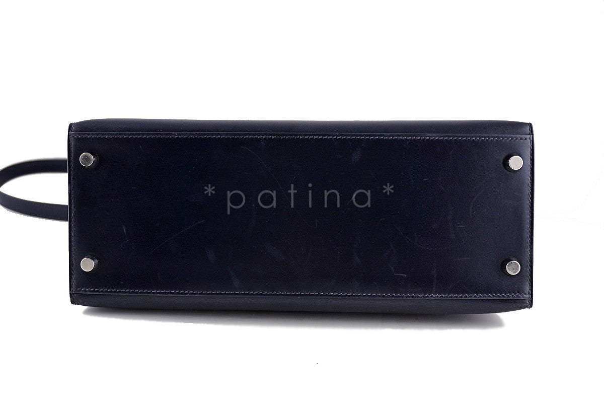 Hermes Indigo (Dark Navy) 28cm Box calf Kelly Sellier Bag