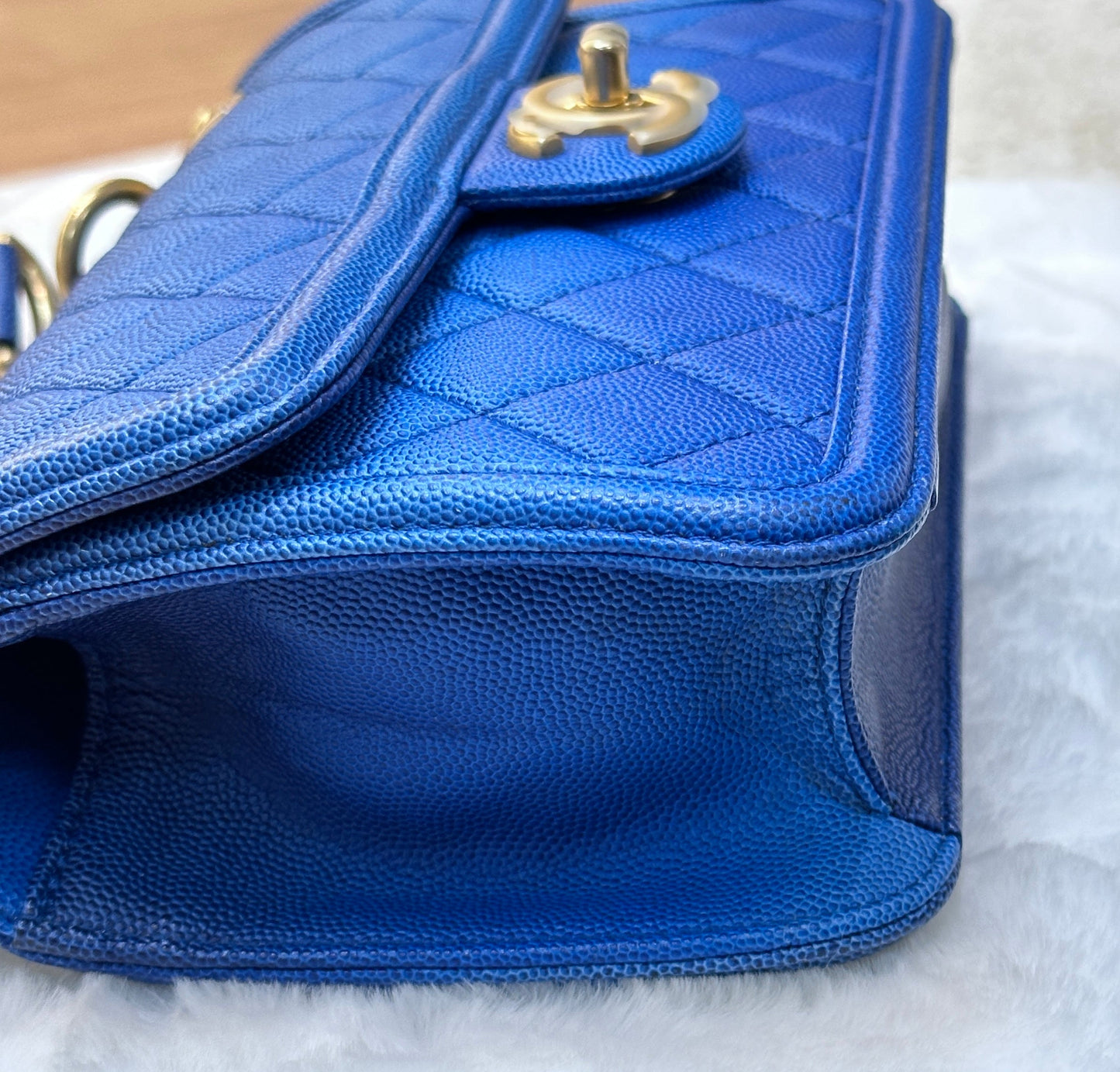 CHANEL Caviar Quilted Small Sunset On The Sea Flap Blue