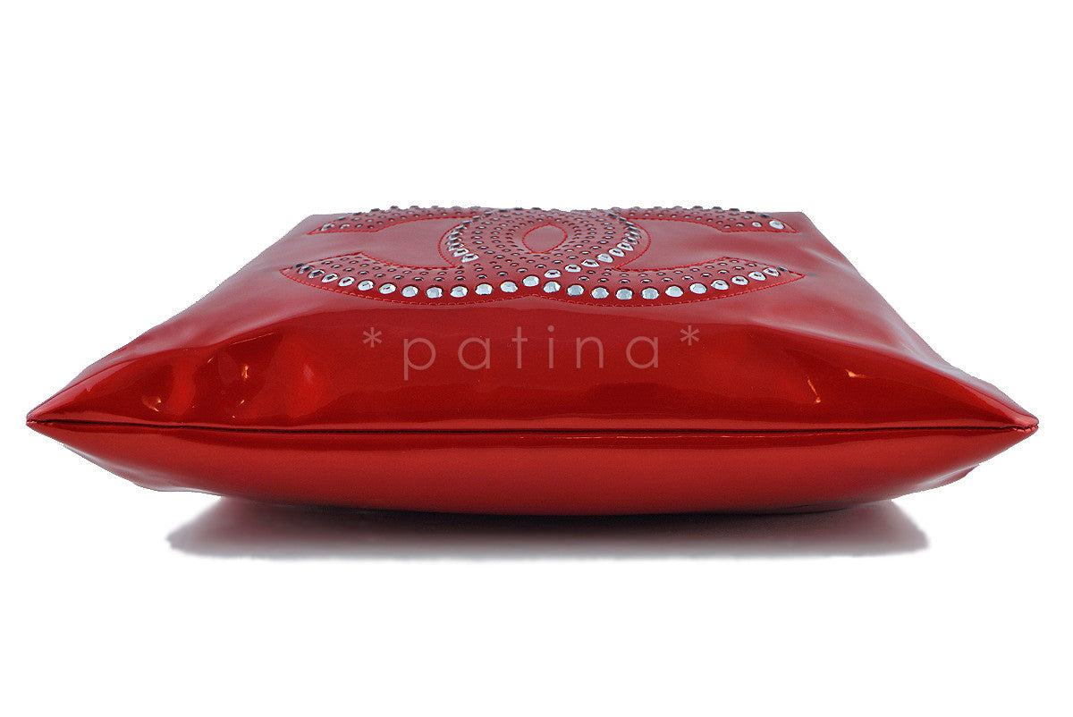 Chanel Red Patent Strass Crystals Bon Bons Shopper Tote Bag