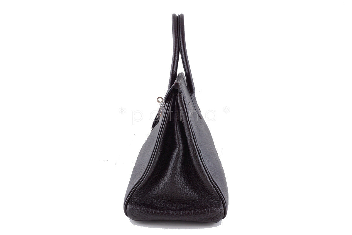 Hermes 30cm Birkin Bag in Ebene Dark Brown Fjord, PHW