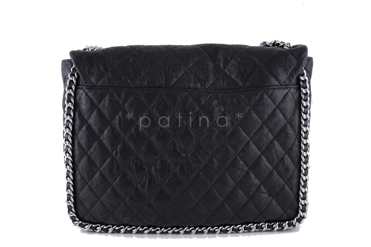 Chanel Black Classic Chain Around Maxi Luxe Flap Bag