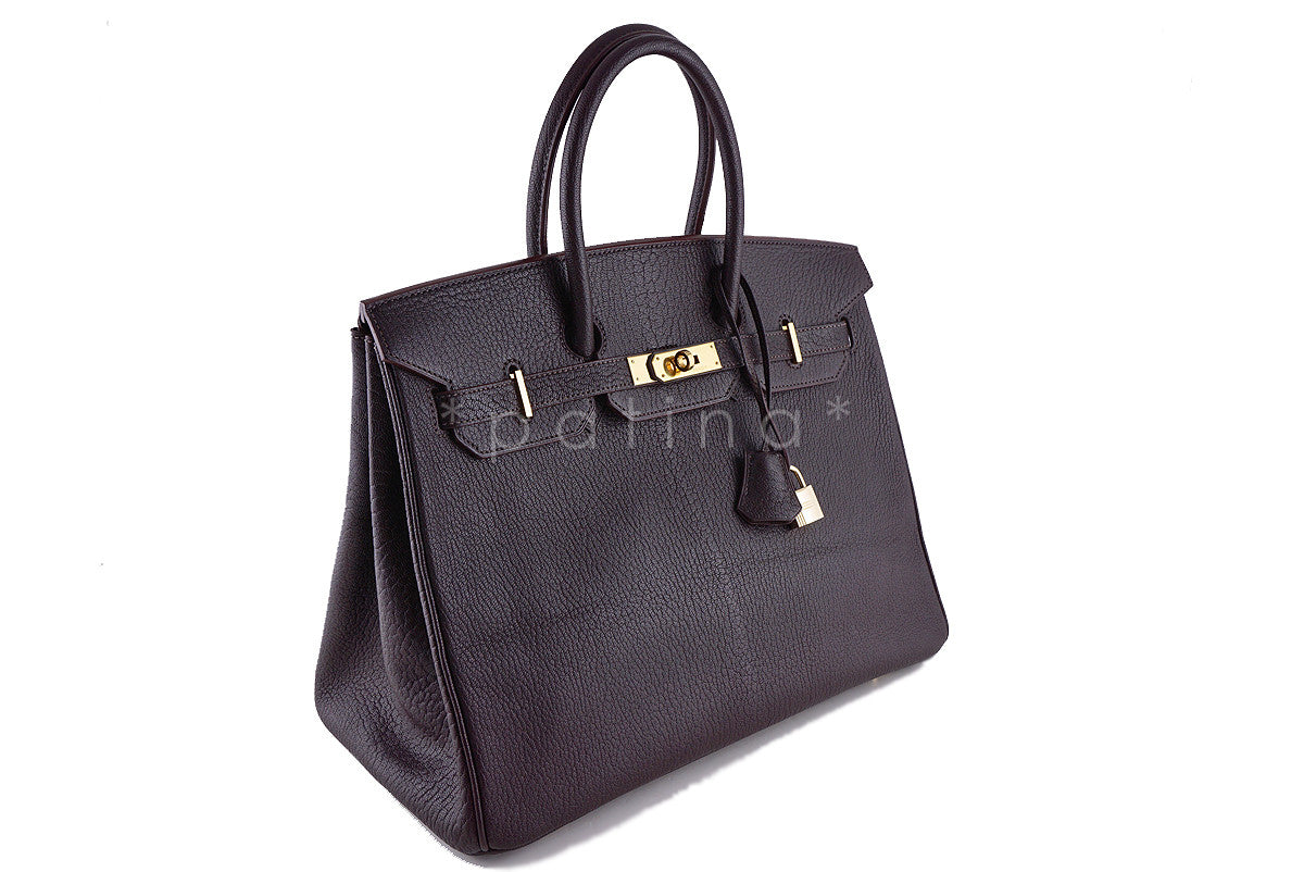 Hermes Ebene Chevre 35cm Birkin dark brown Bag