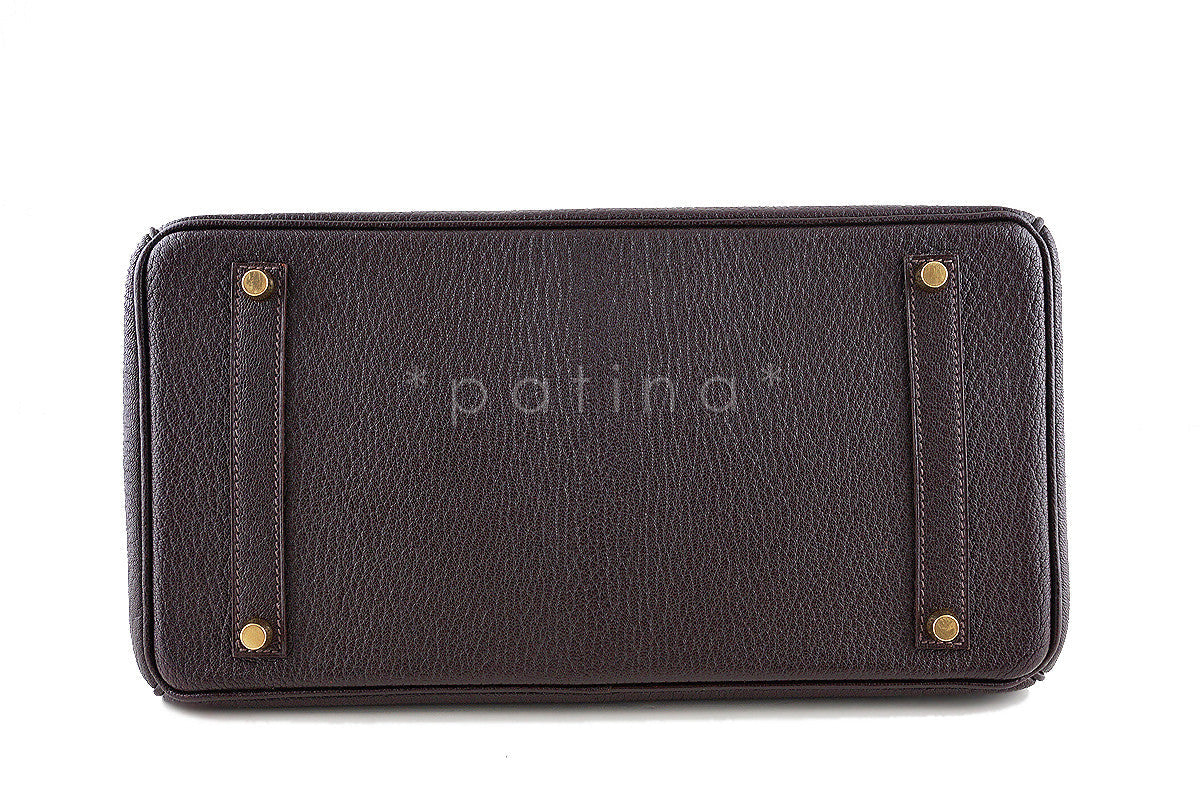 Hermes Ebene Chevre 35cm Birkin dark brown Bag