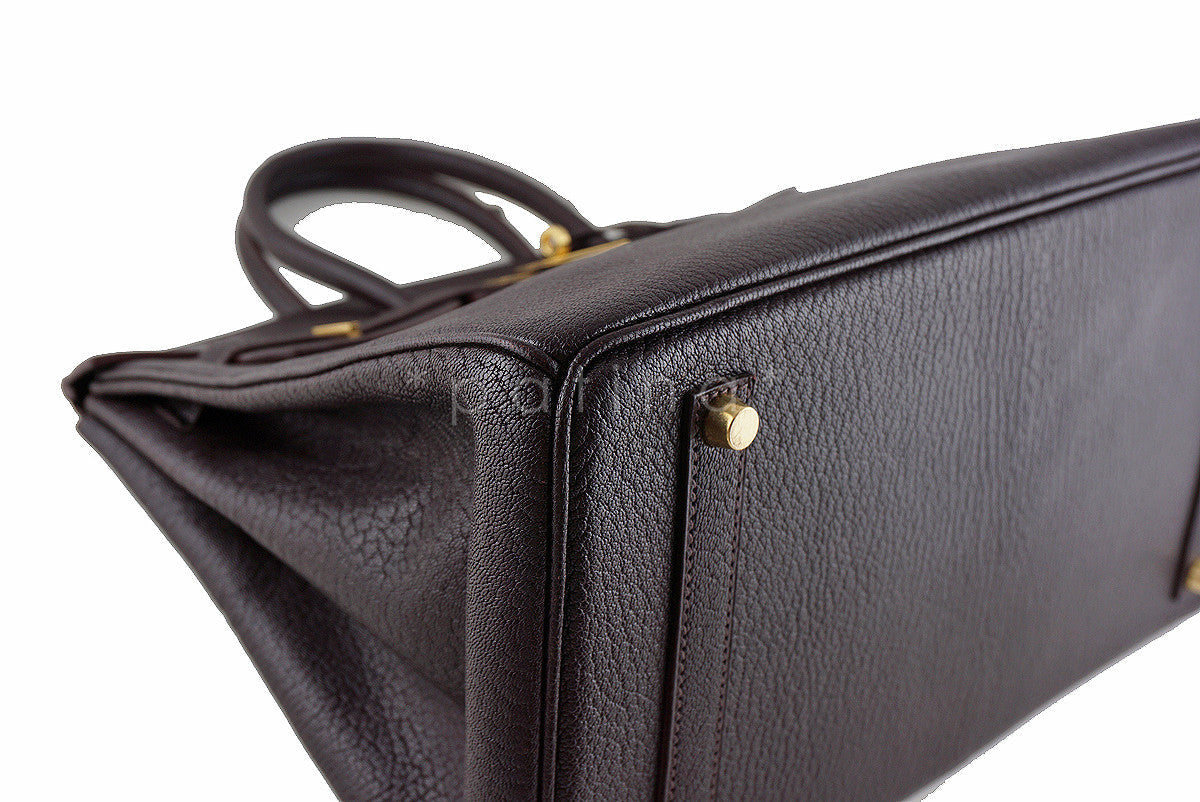 Hermes Ebene Chevre 35cm Birkin dark brown Bag