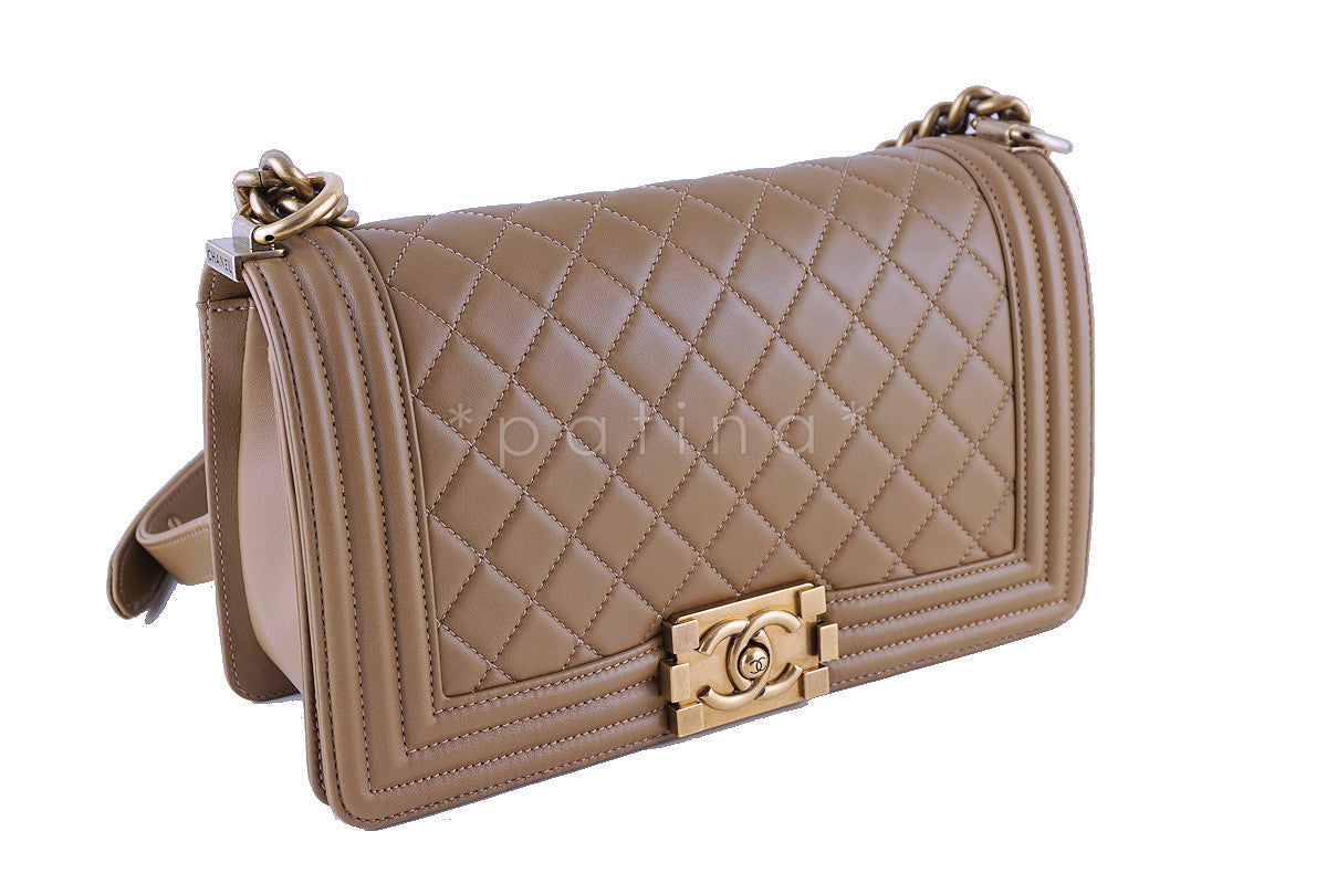 Chanel Caramel Beige Le Boy Classic Flap, Medium Lambskin Bag