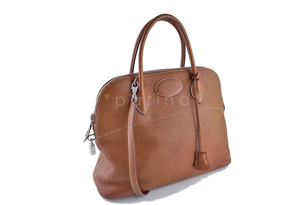 Hermes Gold Clemence 35cm Mou Bolide Shoulder Tote Bag