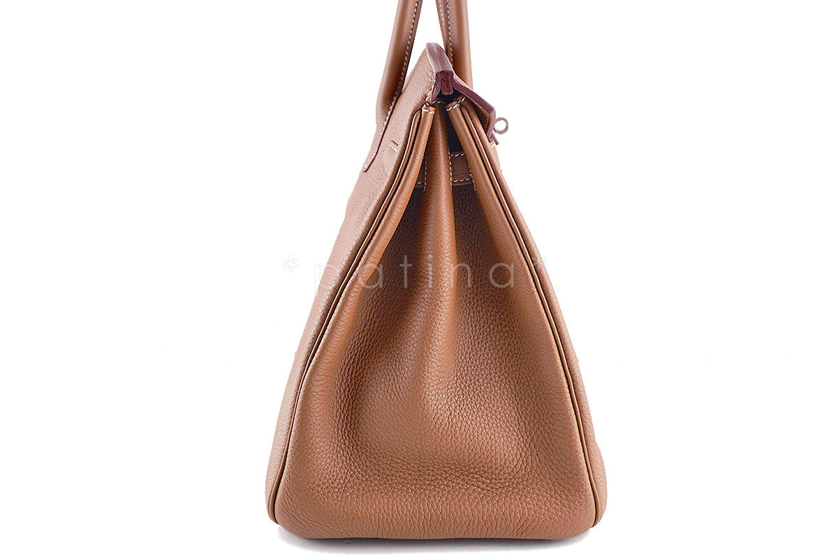Hermes Camel Gold 35cm Birkin, Pristine "P" Stamp Togo Tote Bag