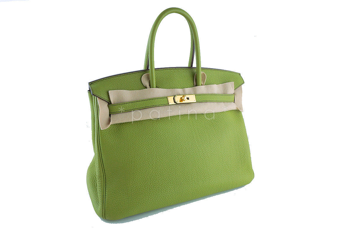 Hermes Birkin Bag, 35cm Vert Anis Apple Green Togo Tote, GOLD HW