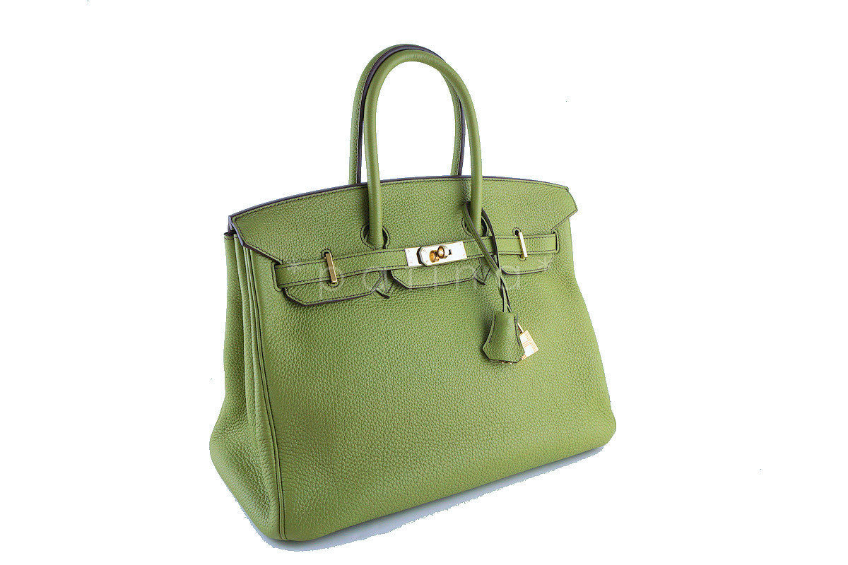 Hermes Birkin Bag, 35cm Vert Anis Apple Green Togo Tote, GOLD HW