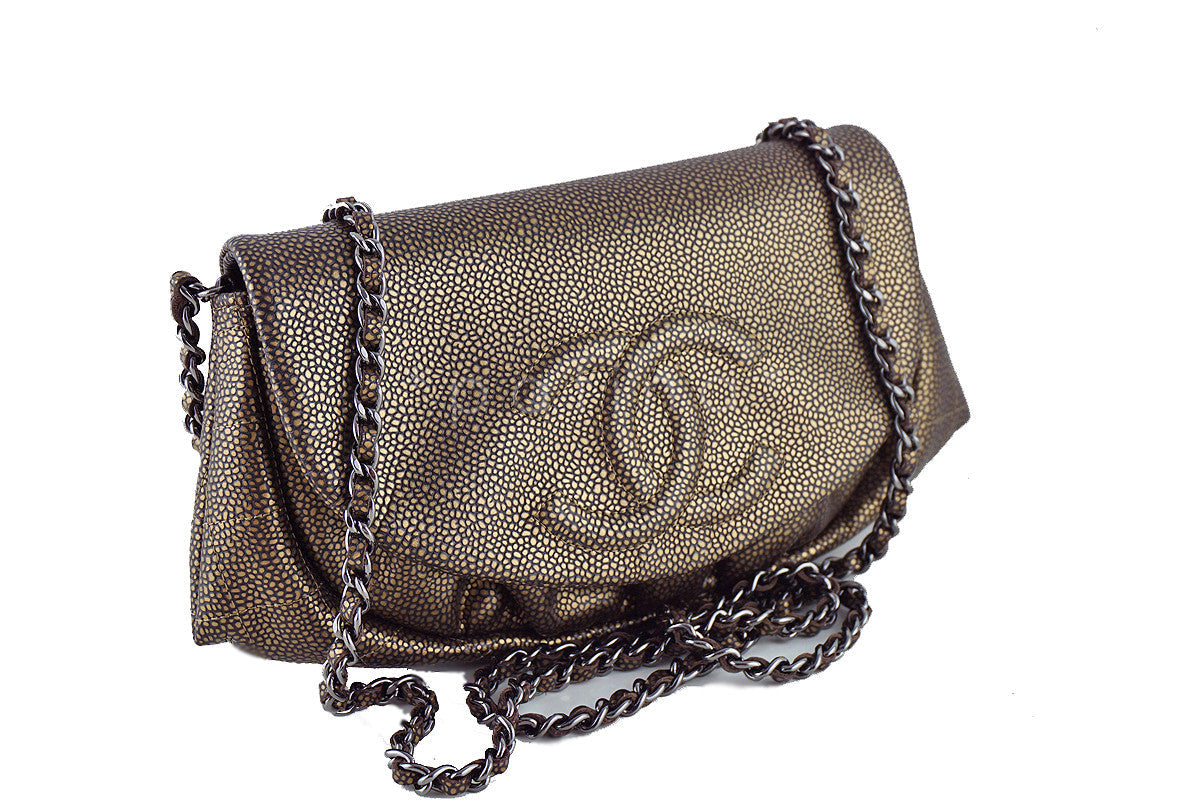 Chanel Half Moon WOC, Caviar Bronze Wallet on Chain Purse Bag