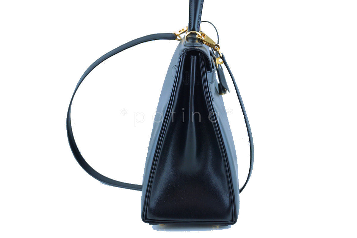 Hermes Kelly Bag, Black 32cm Box calf Retourne GHW