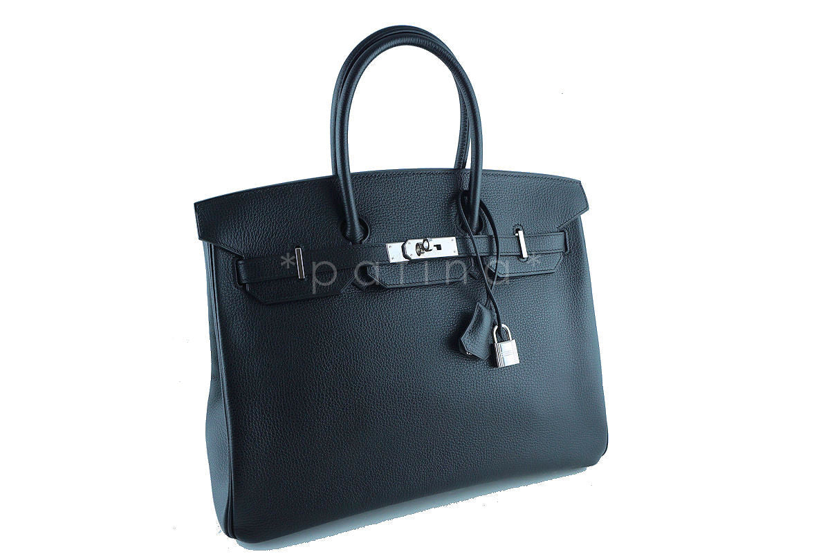 Hermes Black 35cm Birkin Bag, Vache Liegee PHW, RARE