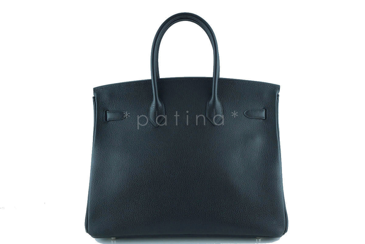 Hermes Black 35cm Birkin Bag, Vache Liegee PHW, RARE