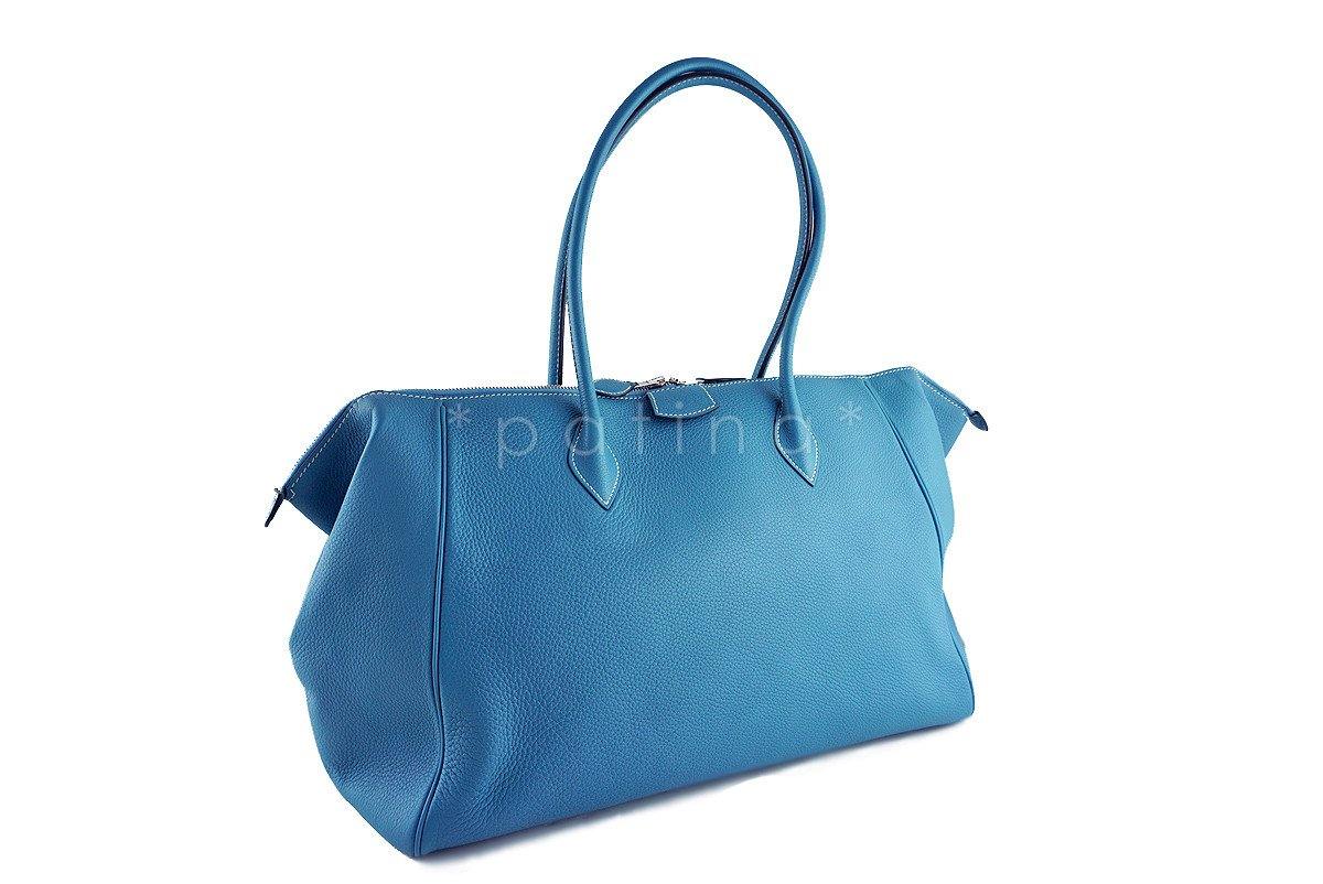 Hermes Blue Jean Clemence 37/40cm Paris Bombay Shoulder Tote Bag