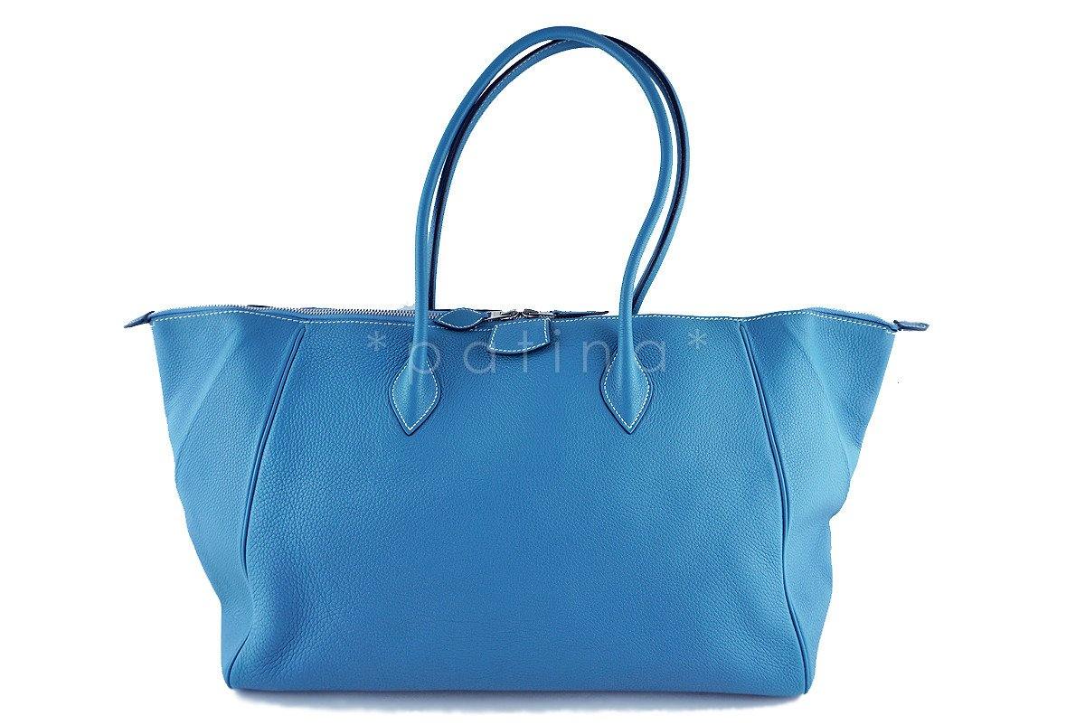 Hermes Blue Jean Clemence 37/40cm Paris Bombay Shoulder Tote Bag