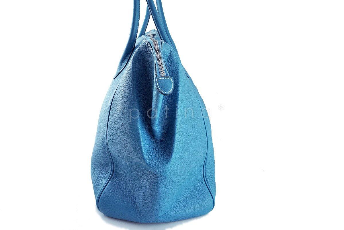 Hermes Blue Jean Clemence 37/40cm Paris Bombay Shoulder Tote Bag