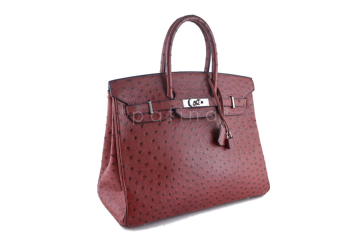 Hermes Ostrich Rouge H Red 35cm Birkin Bag PHW BRL