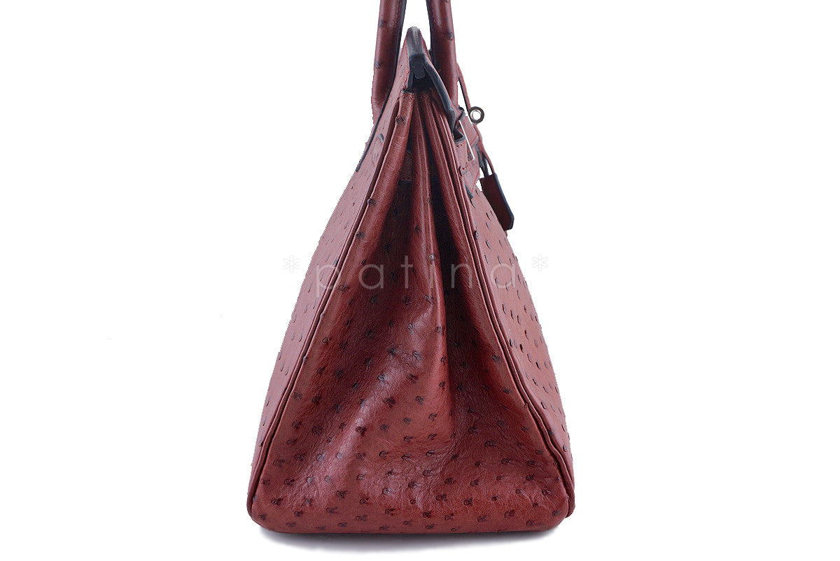 Hermes Ostrich Rouge H Red 35cm Birkin Bag PHW BRL