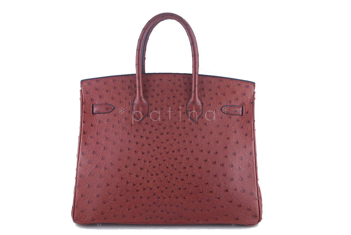Hermes Ostrich Rouge H Red 35cm Birkin Bag PHW BRL