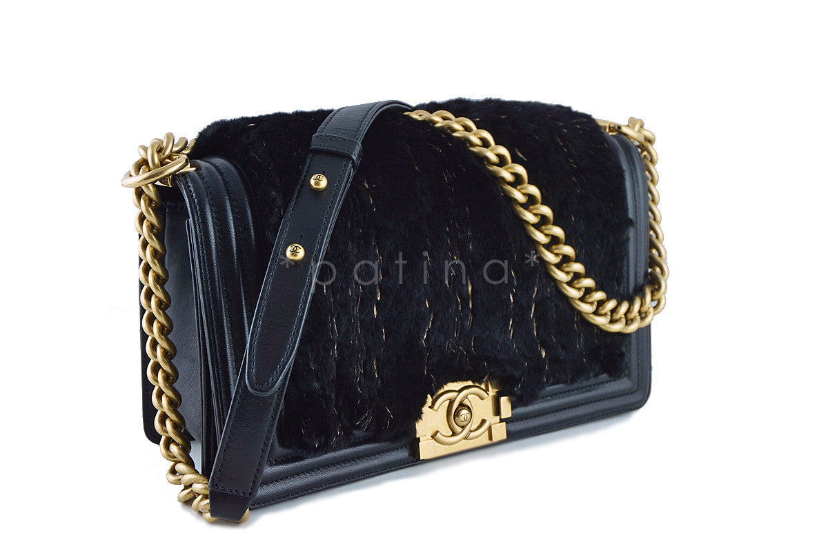 Chanel Luxe Fur Medium Le Boy Classic Flap Bag