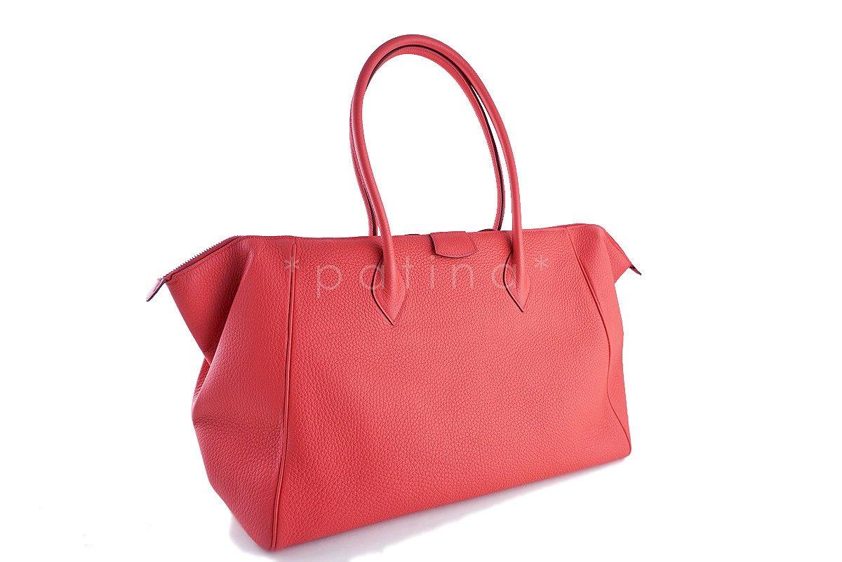 Hermes Rouge Pivoine 37cm Paris Bombay Pink Shoulder Tote Bag