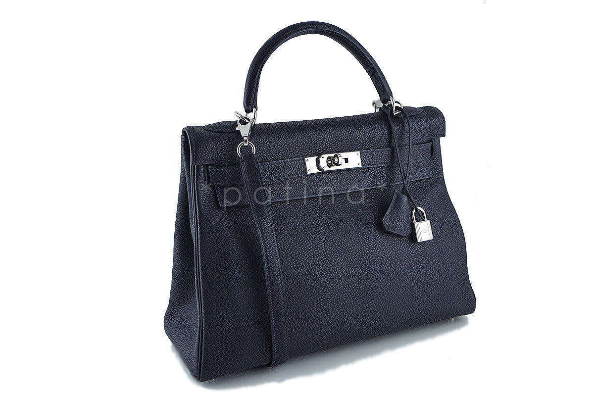 Hermes Indigo-Black 32cm Togo Kelly Retourne Bag