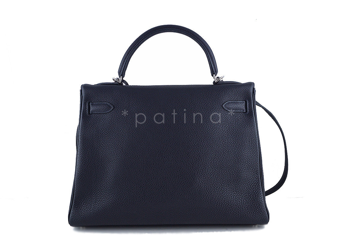 Hermes Indigo-Black 32cm Togo Kelly Retourne Bag