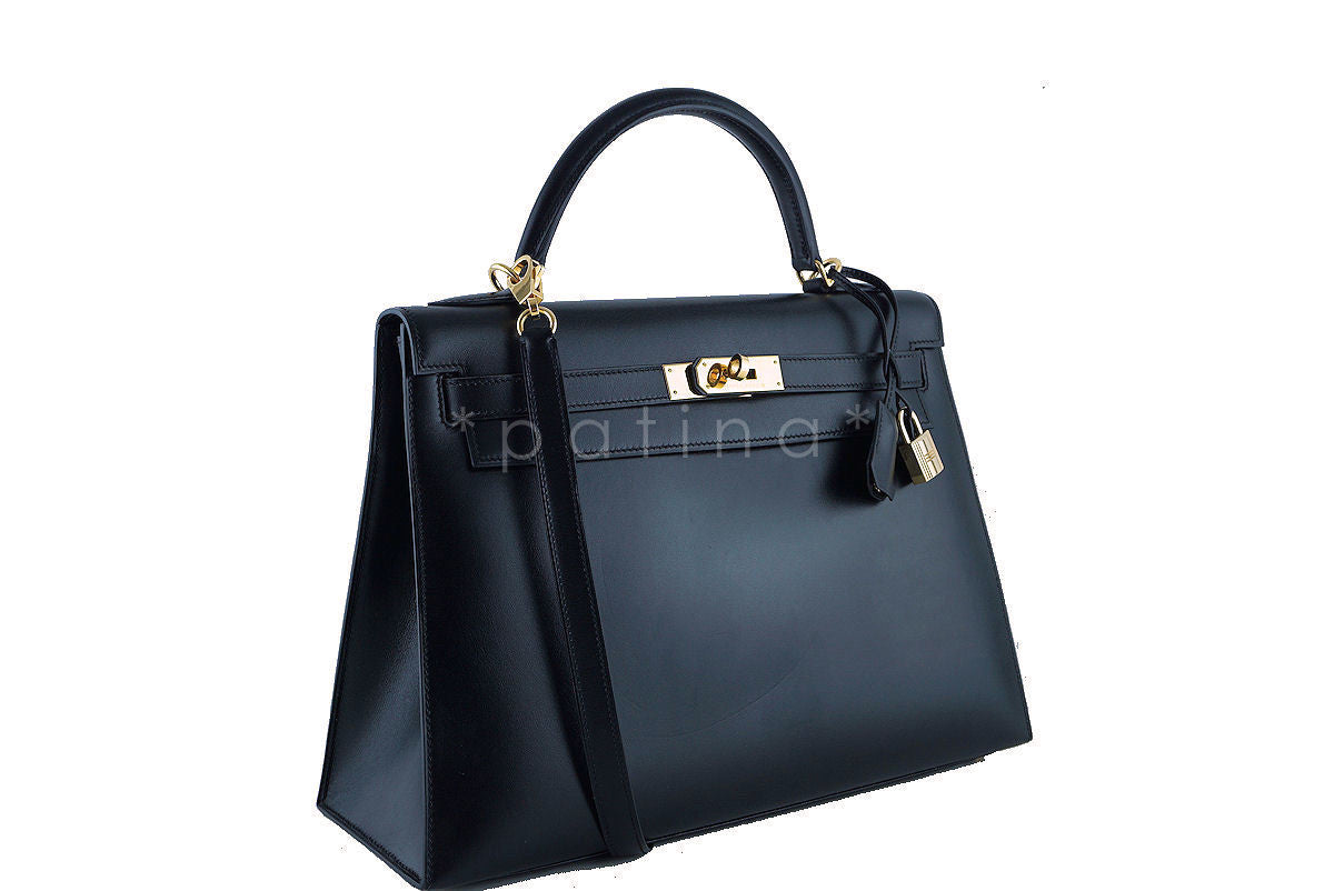 Hermes Black 32cm Box calf Kelly Sellier Bag, GHW