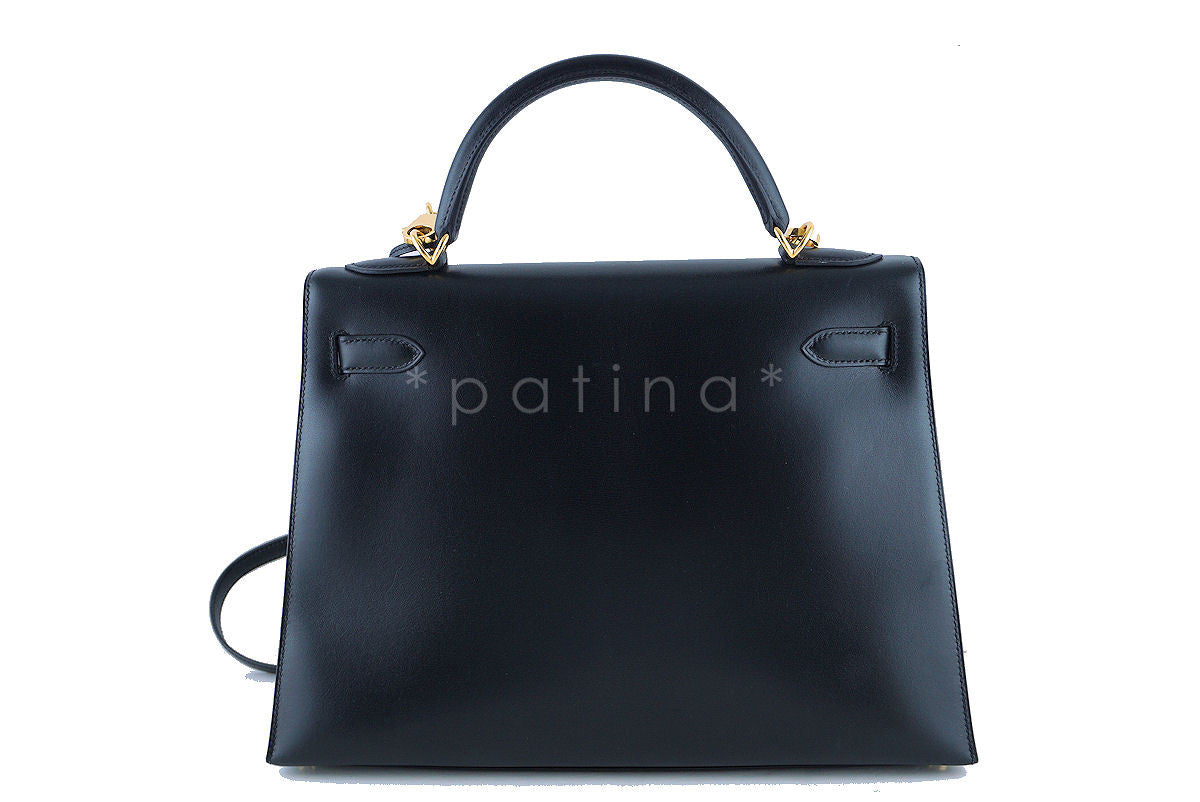 Hermes Black 32cm Box calf Kelly Sellier Bag, GHW