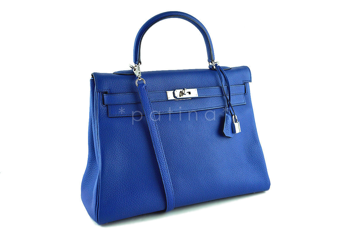 Hermes Sapphire Fjord Kelly, 35cm Blue Sapphir PHW Bag B82